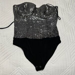 Sequin Strapless Bodysuit